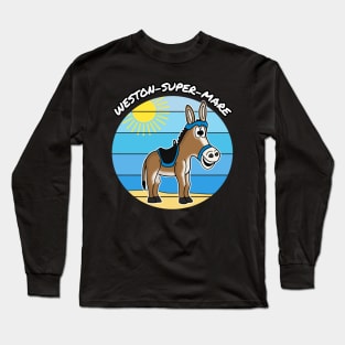 Seaside Donkey British Summer Holiday Weston-Super-Mare Long Sleeve T-Shirt